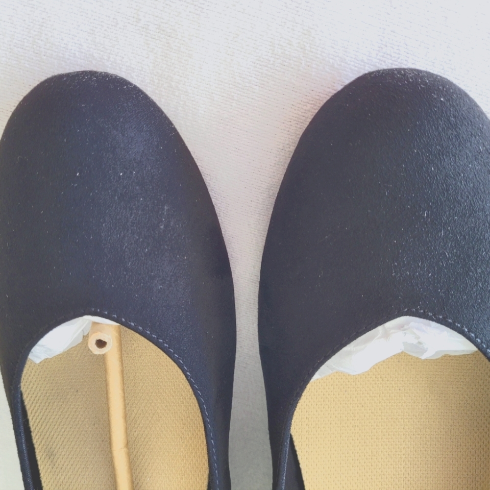 Black Suede low wedge heel